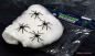 Preview: Hexenshop Dark Phönix Weißes Deko Dehnungs Spinnennetz 28g  Glow in the Dark mit 4 schwarzen Spinnen