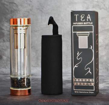 Hexenshop Dark Phönix Kristallglas Teeflasche 500ml Rosegold Onyx