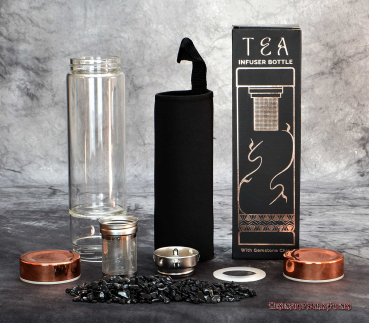 Hexenshop Dark Phönix Kristallglas Teeflasche 500ml Rosegold Onyx