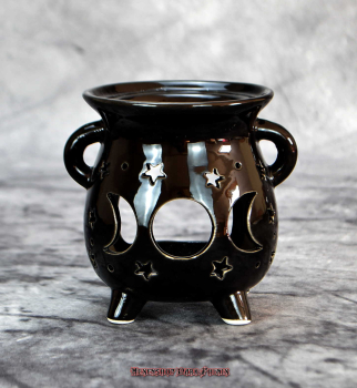Hexenshop Dark Phönix Schwarze Hexenkessel Duftlampe mit Triplemoon