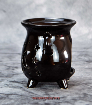 Hexenshop Dark Phönix Schwarze Hexenkessel Duftlampe mit Triplemoon