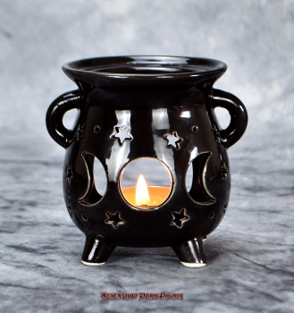 Hexenshop Dark Phönix Schwarze Hexenkessel Duftlampe mit Triplemoon