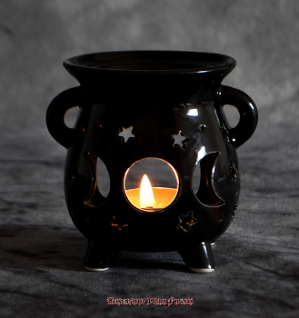 Hexenshop Dark Phönix Schwarze Hexenkessel Duftlampe mit Triplemoon