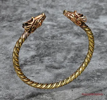 Hexenshop Dark Phönix Bronzearmreif Wikinger Drachenkopf