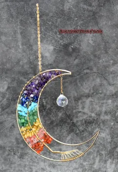 Hexenshop Dark Phönix Chakra Suncatcher Lebensbaum im Halbmond