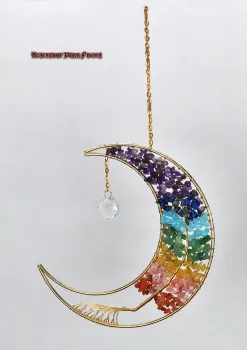 Preview: Hexenshop Dark Phönix Chakra Suncatcher Lebensbaum im Halbmond