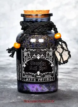 Hexenshop Dark Phönix Cleansing Bath Spell Badezaubersalz Reinigung Ancient Witch mit Bergkristall Halbedelstein Amulett 240g