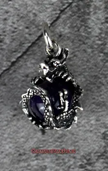 Hexenshop Dark Phönix Drache mit drehbarer Amethyst Kugel 925er Silber Anhänger