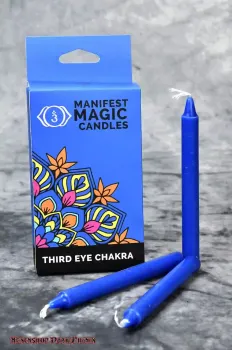 Hexenshop Dark Phönix Dunkelblau Durchgefärbte Mini Ritualstabkerzen Manifest