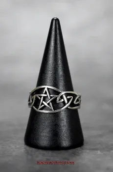Preview: Hexenshop Dark Phönix Keltischer Pentagramm Silberring 925er