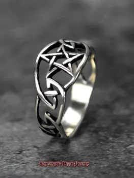 Hexenshop Dark Phönix Keltischer Pentagramm Silberring 925er