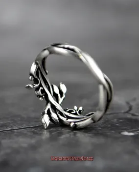 Preview: Hexenshop Dark Phönix Leaves 925er Silberring