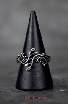 Preview: Hexenshop Dark Phönix Leaves 925er Silberring