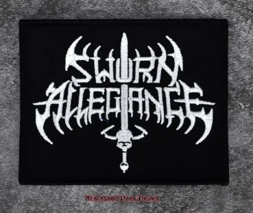 Hexenshop Dark Phönix Metal Patch Schwarz mit weißer Schrift  Sworn Allegiance