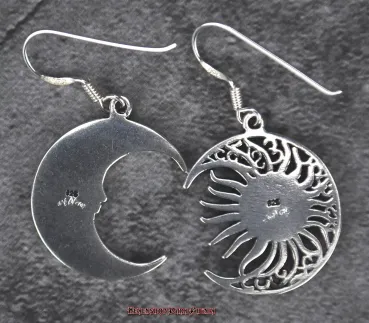 Hexenshop Dark Phönix Ohrhänger Paar Sonne und Mond 925er Silber
