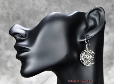 Preview: Hexenshop Dark Phönix Ohrhänger Paar Sonne und Mond 925er Silber