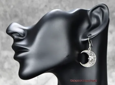 Preview: Hexenshop Dark Phönix Ohrhänger Paar Sonne und Mond 925er Silber