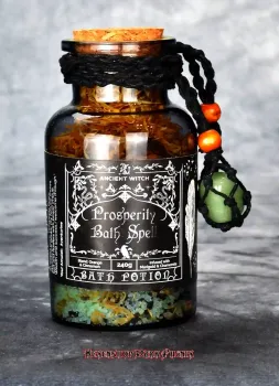Hexenshop Dark Phönix Prosperily Bath Spell Badezaubersalz Wohlstand Ancient Witch mit Aventurin Halbedelstein Amulett 240g
