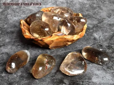 Hexenshop Dark Phönix Rauchquarz Trommelstein 20g bis 49 g Halbedelstein