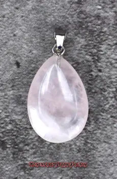 Hexenshop Dark Phönix Rosenquarz Tropfen Anhänger Halbedelstein