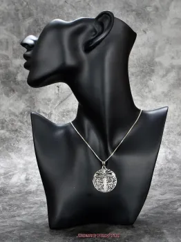 Hexenshop Dark Phönix Runder Irminsul mit Hirschen und Adler Anhänger 925er Silber