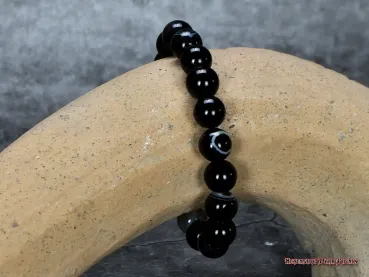 Hexenshop Dark Phönix Schwarzer Achat Shivas Auge Ø 1cm Kugelarmband