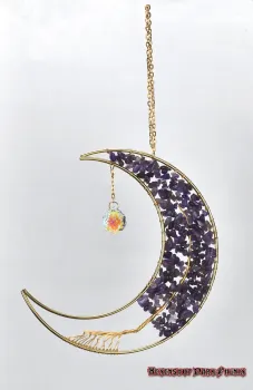 Preview: Hexenshop Dark Phönix Suncatcher Amethyst Lebensbaum im Kupfer Halbmond