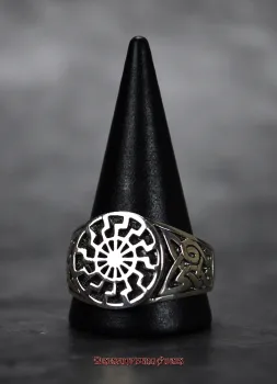 Preview: Hexenshop Dark Phönix Sonnenrad Silberring 925er