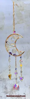 Hexenshop Dark Phönix Suncatcher Halbmond Amethyst Fengshui