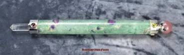 Hexenshop Dark Phönix Verdantes Herzfeuer-Zauberstab Rubin-Fuchsit Rosenquarz-Krone Bergkristall 24cm