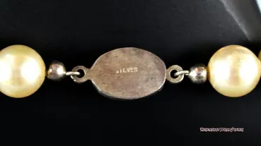 Hexenshop Dark Phönix Vintage Granat Perlen Collier mit floraler Silberschließe