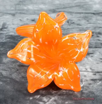 Preview: Hexenshop Dark Phönix Vintage Mundgeblasene orange Glasblume