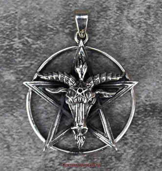 Hexenschop Dark Phönix Weiblicher Pentagramm Baphomet Anhänger 925er Silber