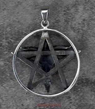 Hexenschop Dark Phönix Weiblicher Pentagramm Baphomet Anhänger 925er Silber