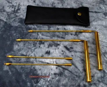 Preview: Hexenshop Dark Phönix Set Mobiles Winkel Wünschelrutenpaar Messing
