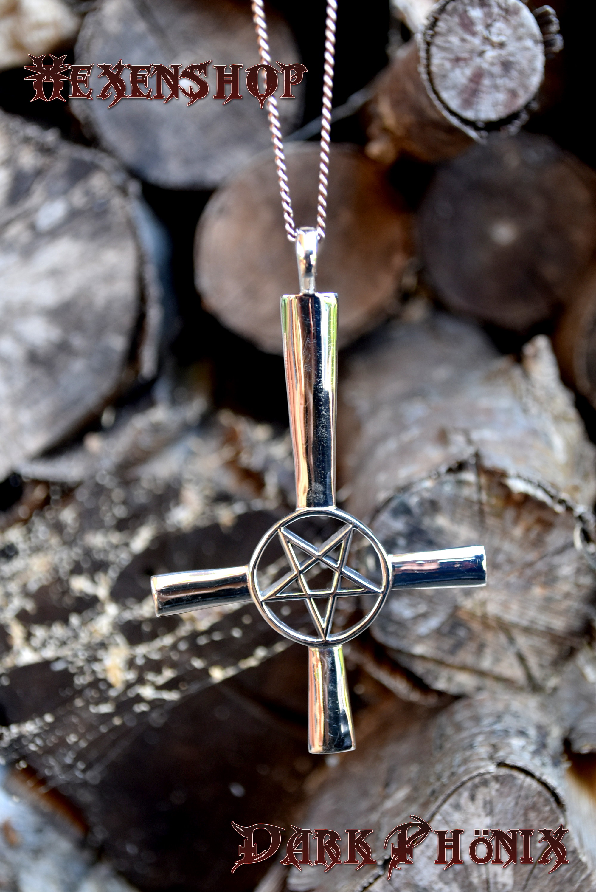 Choker Gothic Baphomet Anhänger Mit Umgekehrtem Pentagramm – 24 Zoll Halskette Aus Edelstahl Für Herren Gebet Kette