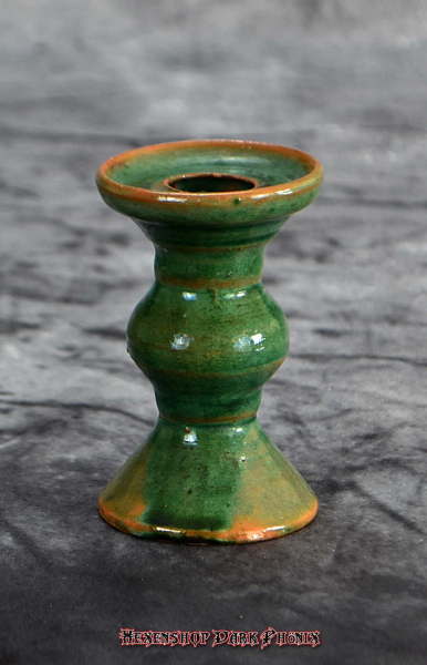 Hexenshop Dark Phönix Vintage Grün Glasierter Ton Stabkerzenhalter