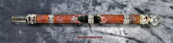 Hexenshop Dark Phönix Bloodroot Sovereign Zauberstab Fancy Jasper und Bergkristall 25cm