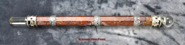 Hexenshop Dark Phönix Bloodroot Sovereign Zauberstab Fancy Jasper und Bergkristall 25cm