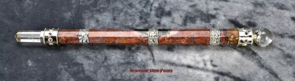 Hexenshop Dark Phönix Bloodroot Sovereign Zauberstab Fancy Jasper und Bergkristall 25cm