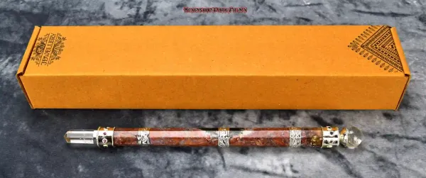 Hexenshop Dark Phönix Bloodroot Sovereign Zauberstab Fancy Jasper und Bergkristall 25cm