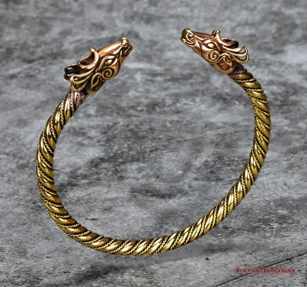 Hexenshop Dark Phönix Bronzearmreif Wikinger Drachenkopf