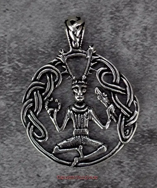 Hexenshop Dark Phönix Cernunnos mit Schlange und Torques 925er Silber Anhänger