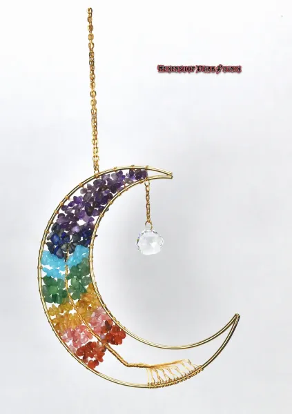 Hexenshop Dark Phönix Chakra Suncatcher Lebensbaum im Halbmond