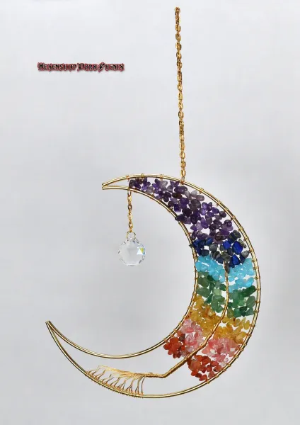 Hexenshop Dark Phönix Chakra Suncatcher Lebensbaum im Halbmond