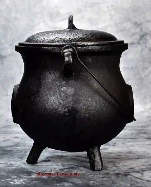 Hexenshop Dark Phönix Extra großer gusseiserner Hexenkessel mit Pentagramm