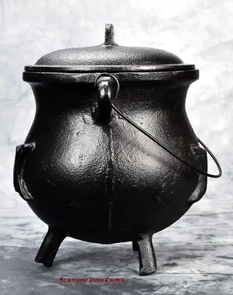 Hexenshop Dark Phönix Extra großer gusseiserner Hexenkessel mit Triplemoon