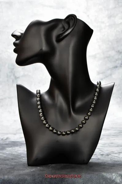 Hexenshop Dark Phönix Hämatit Kugelkette 82 cm Halbedelstein