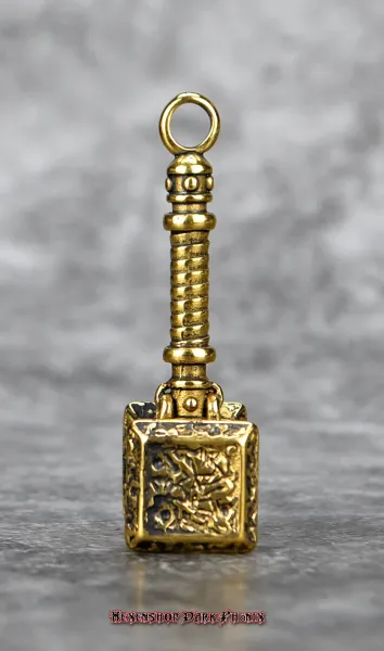 Hexenshop Dark Phönix Großer Keltischer Hammer vergoldeter Edelstahl Anhänger