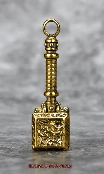 Hexenshop Dark Phönix Großer Keltischer Hammer vergoldeter Edelstahl Anhänger